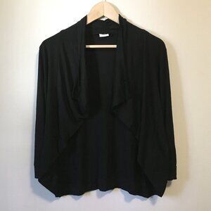 Vintage Black Semi Cropped Rayon Whimsigoth Open Cardigan